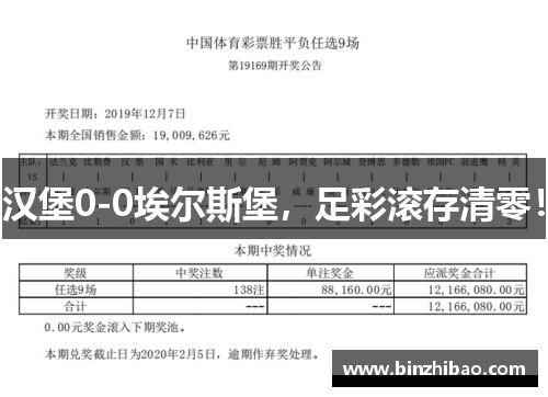 汉堡0-0埃尔斯堡，足彩滚存清零！
